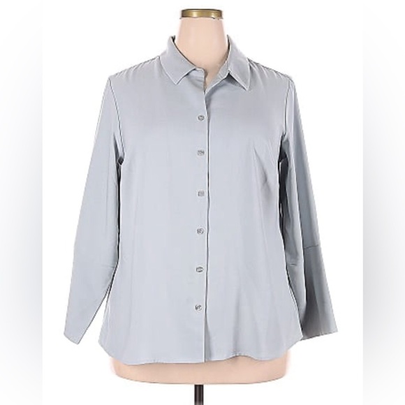 Elizabeth & Clarke Button Up Blue Blouse Shirt LS Plus Size 24W EUC - Picture 1 of 5